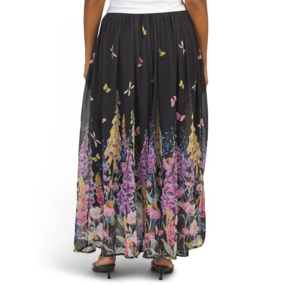 NANCY YANG Black Multi Floral Print Skirt - Picture 2 of 2